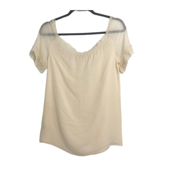 Theory  100% Silk Ivory ruffled raw hem layered Georgette blouse SP - Picture 2 of 13
